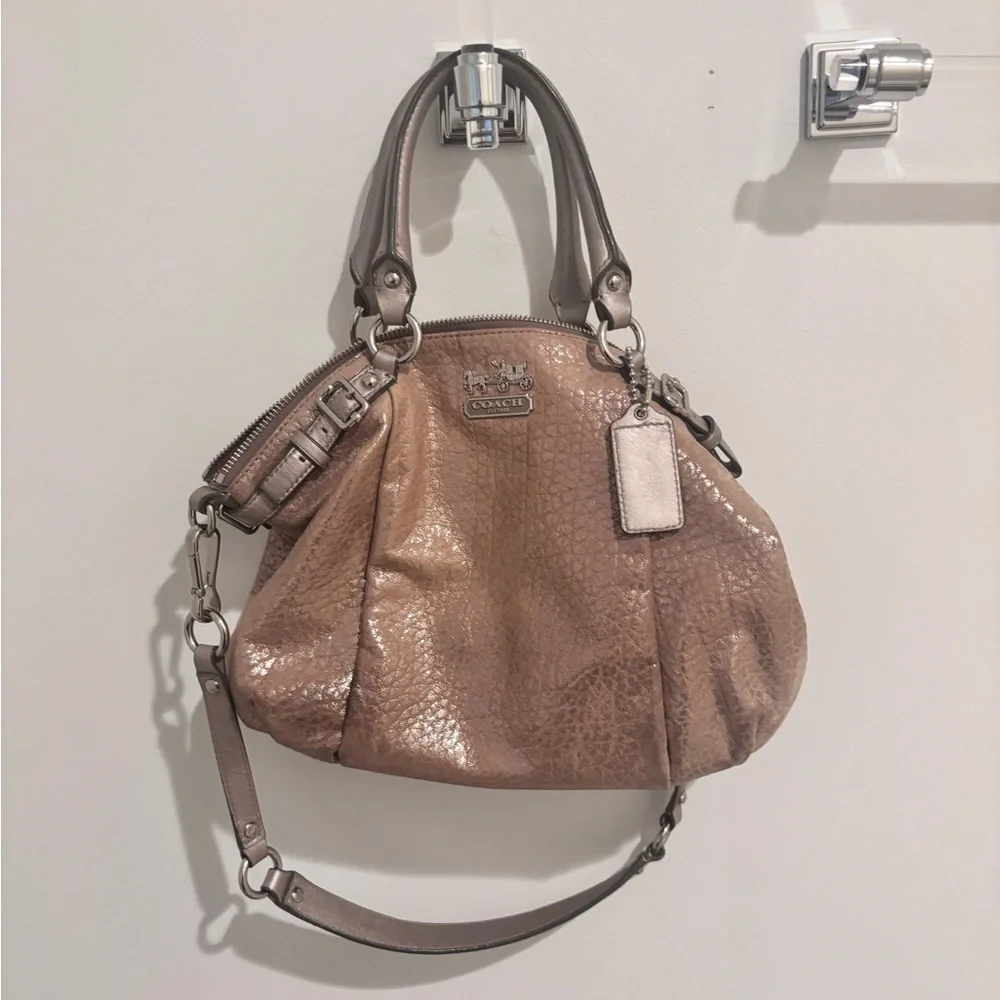 Coach Metallic Tan Leather Hobo Bag